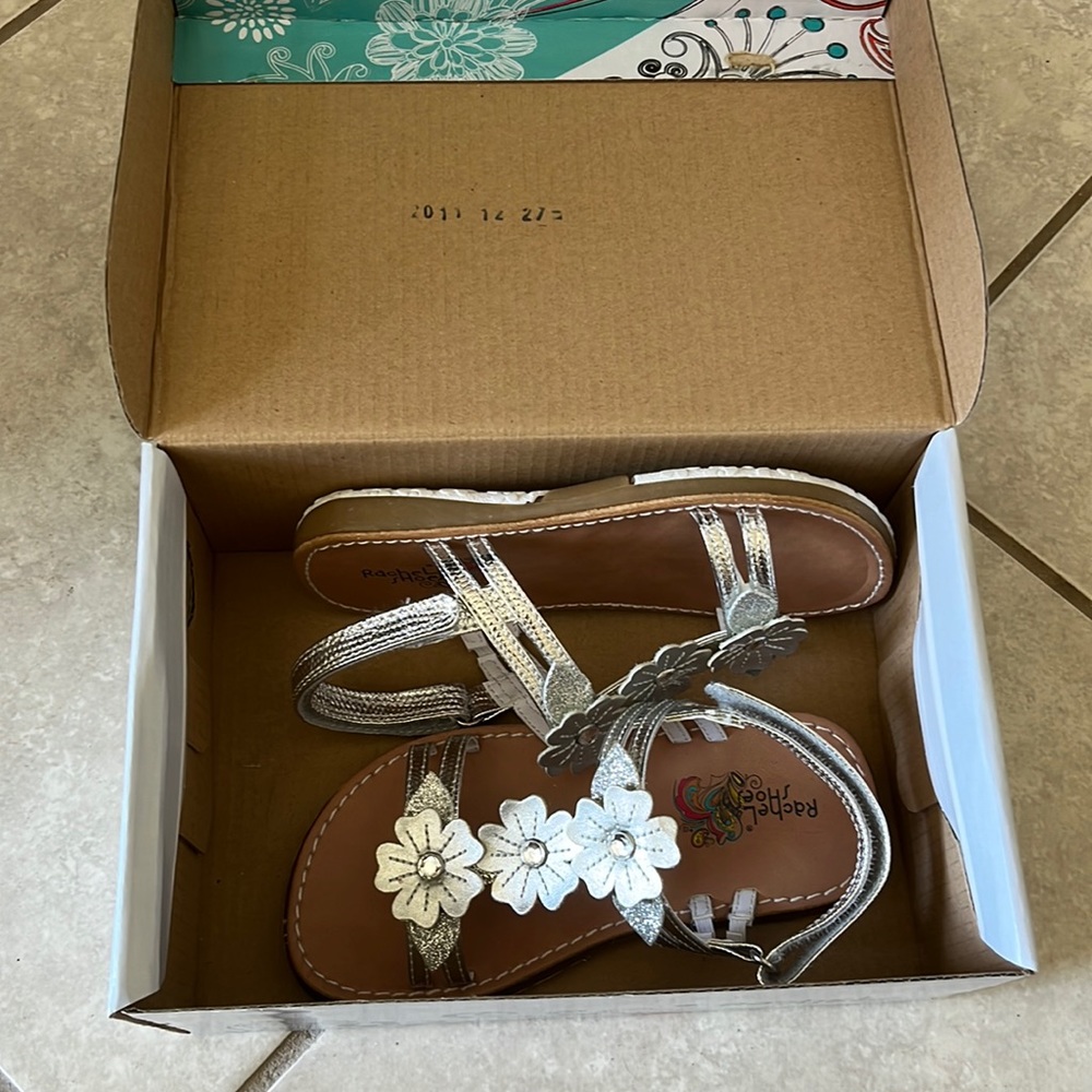Rachel Shoes Lizzy Silver Girls Sandals Size 10